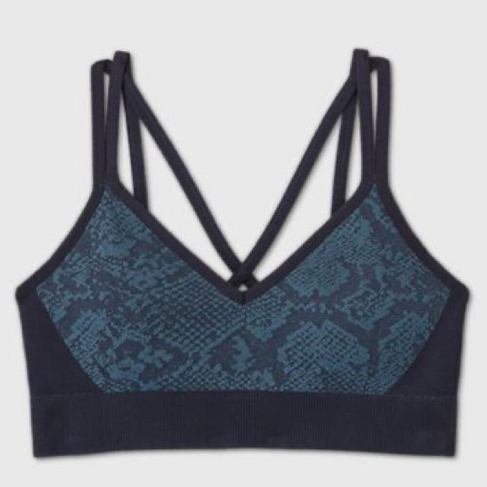 Joy Lab Sports Bra Size XS Medium Support Printed Seamless workout top NWT